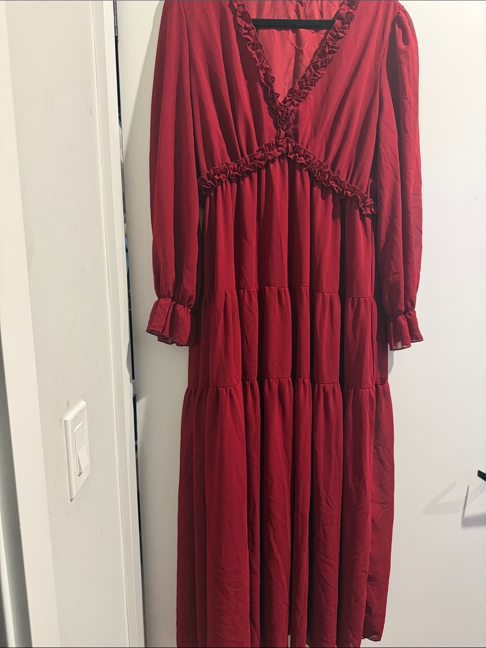 Red Ruffle Tiered Maxi Dress